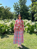 Ikat Printed Mandarin Collar Skirt Set