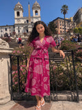 Magenta Floral Wrap Tie Co-Ord Set