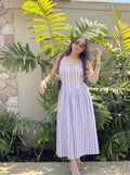Lavender Striped Halter Maxi Dress
