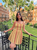 Chevron Print Flared Mini Dress