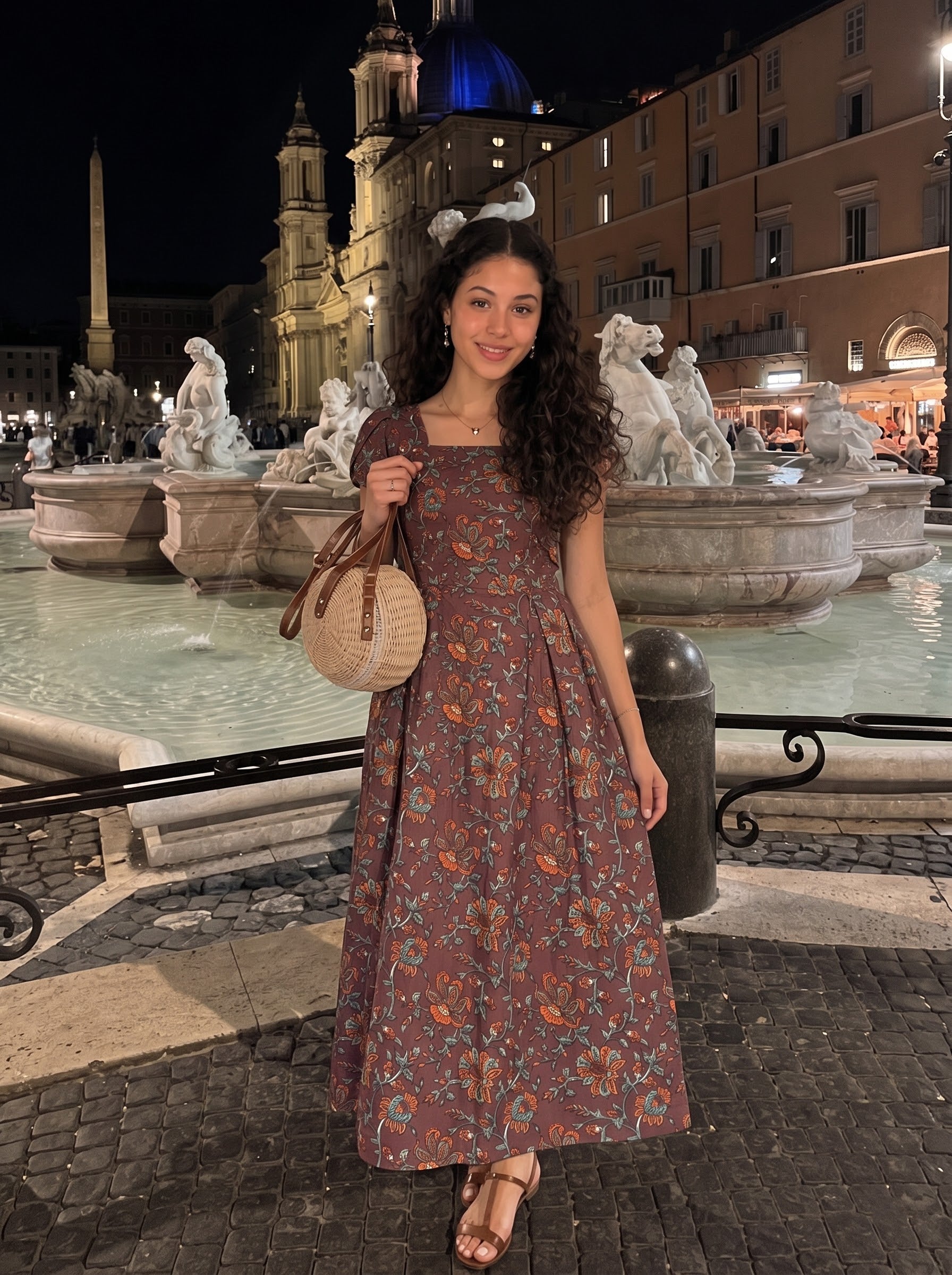 Floral Brown A-Line Sundress
