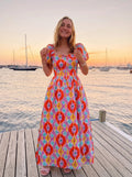 Multicolour Ikat Printed Maxi Dress