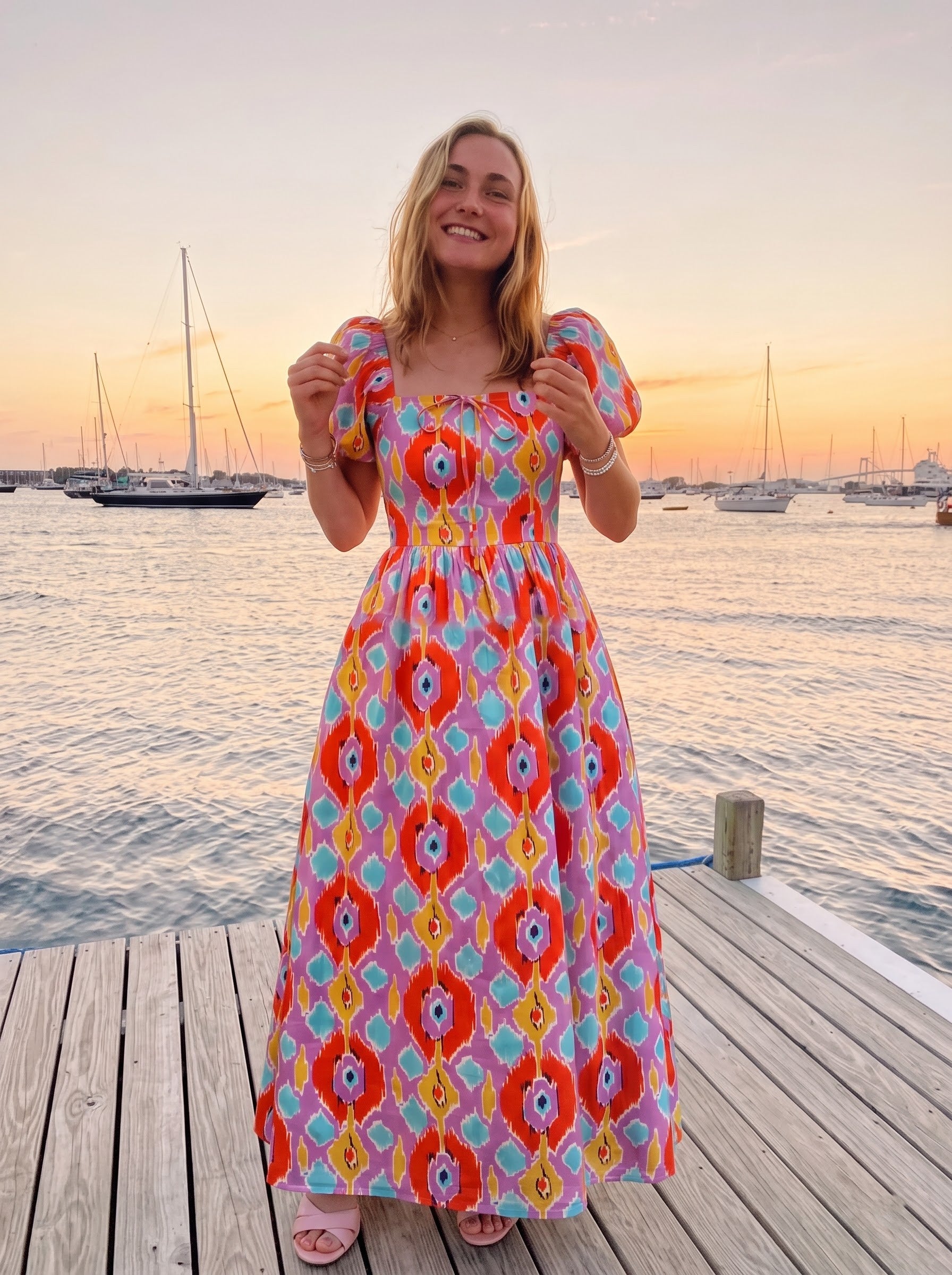 Multicolour Ikat Printed Maxi Dress