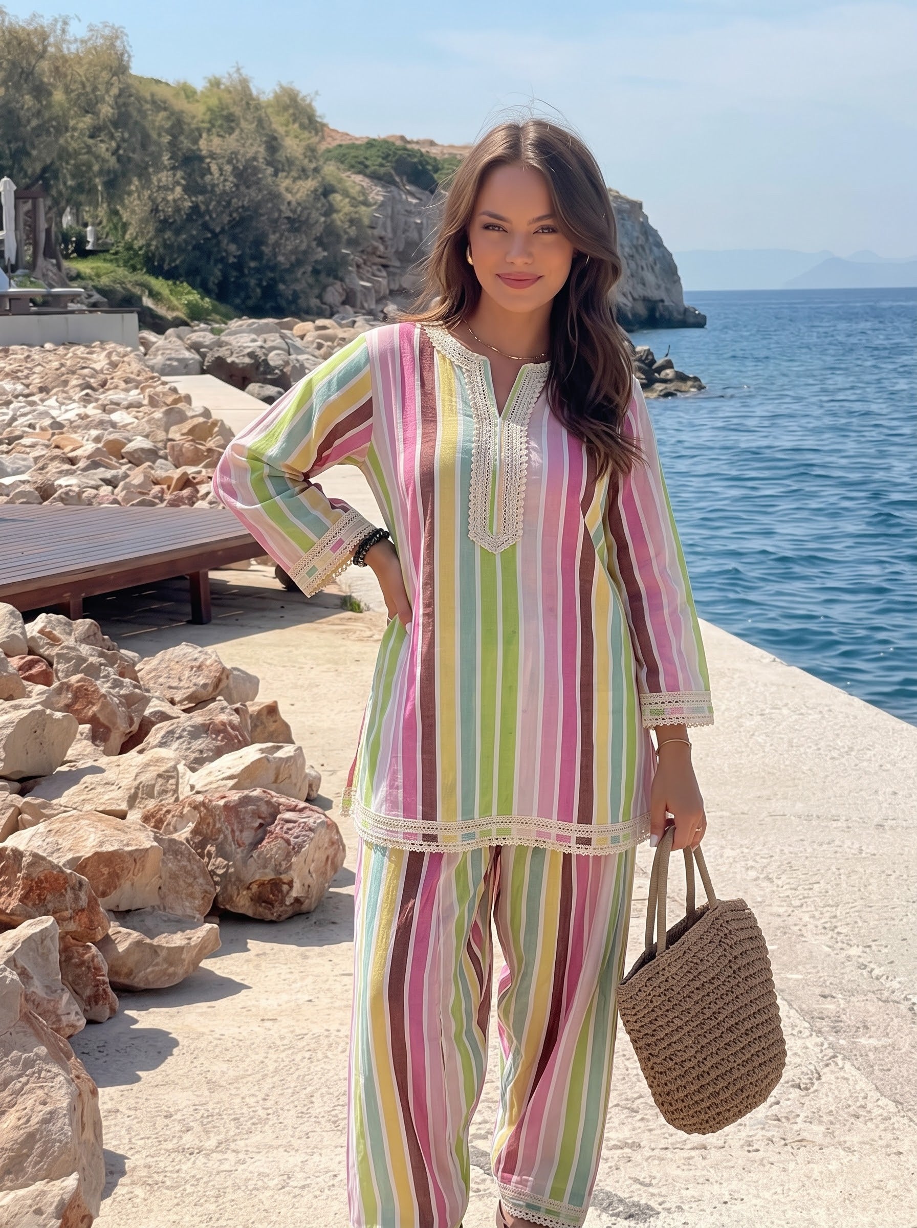 Multicolor Striped Co-Ord Set
