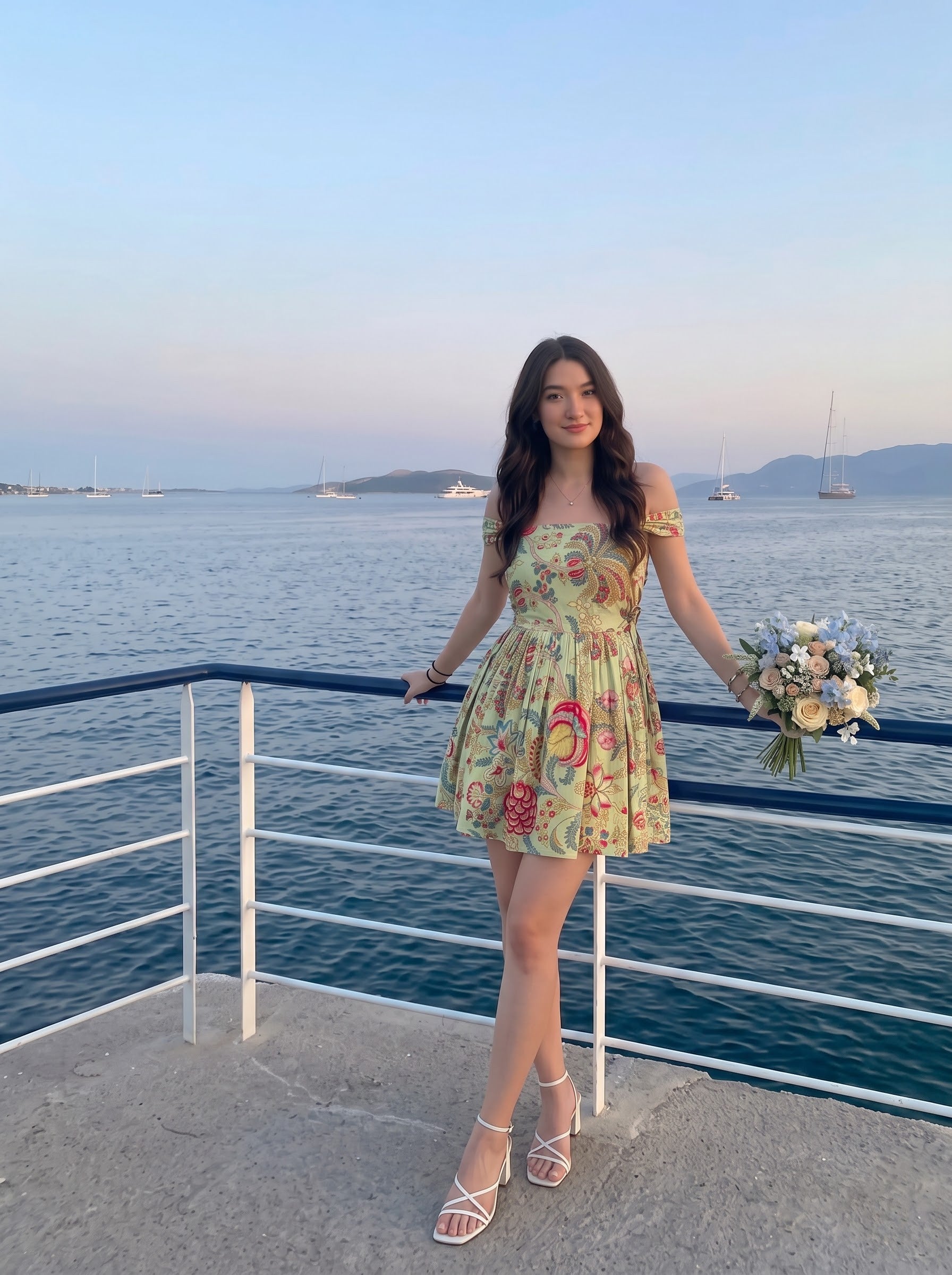 Floral Green Printed Mini Dress