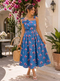Floral Blue Detail Maxi Dress
