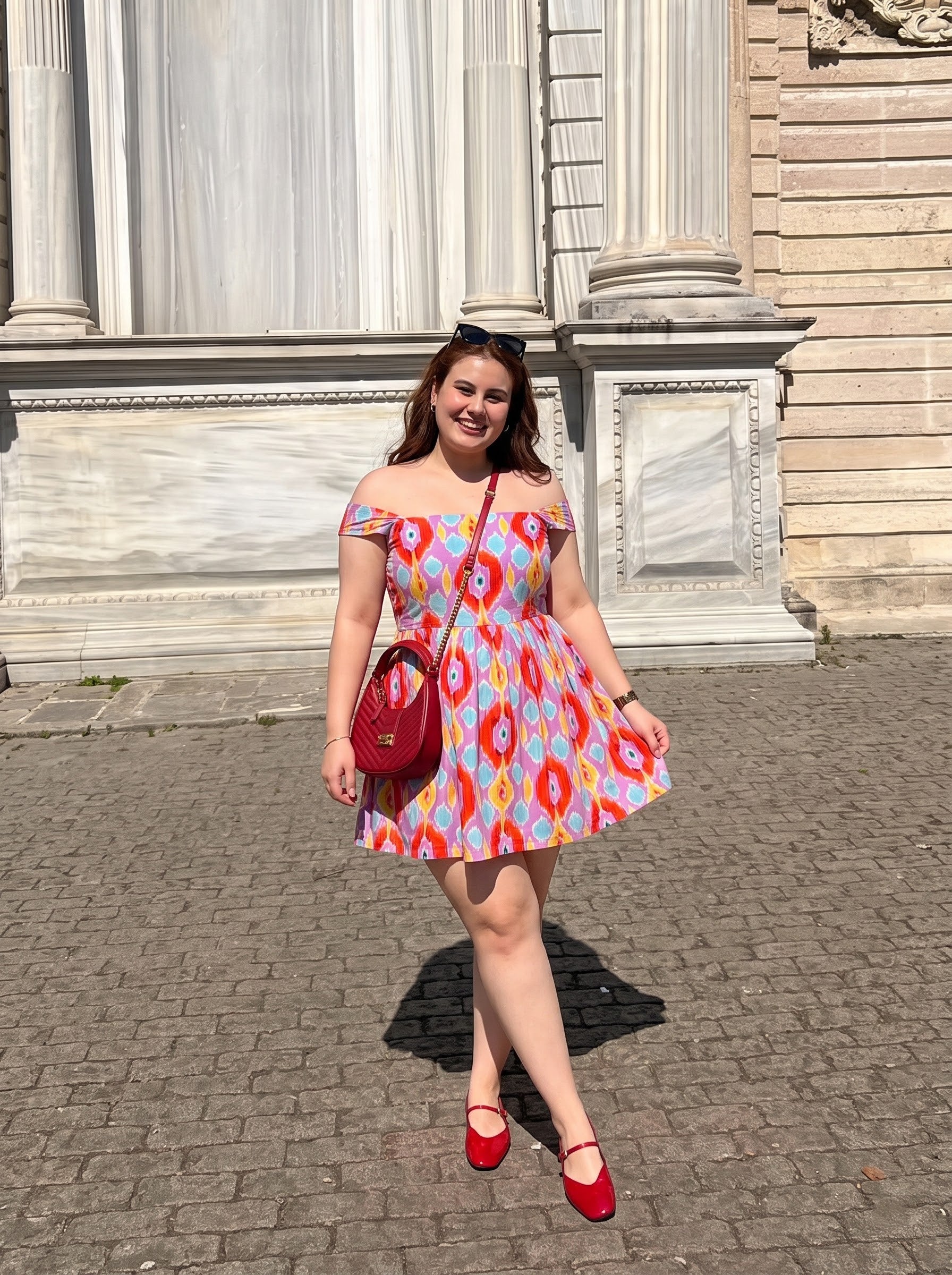 Ikat Printed Flared Mini Dress