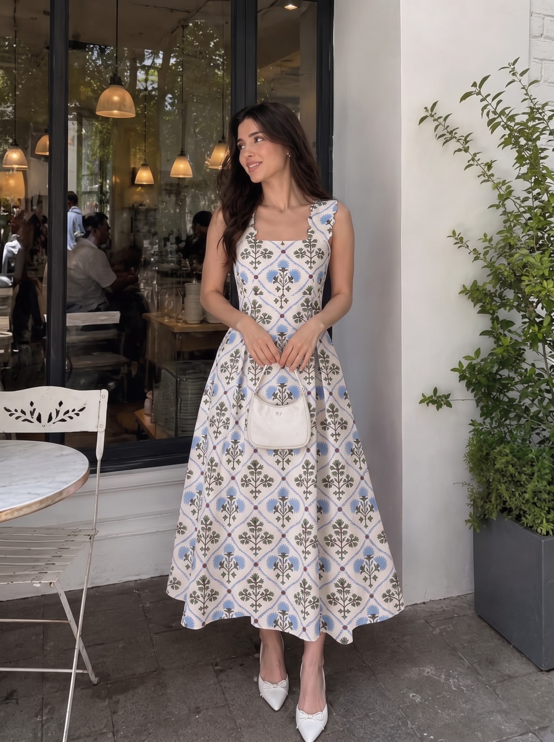 Floral Block Printed Midi Dress