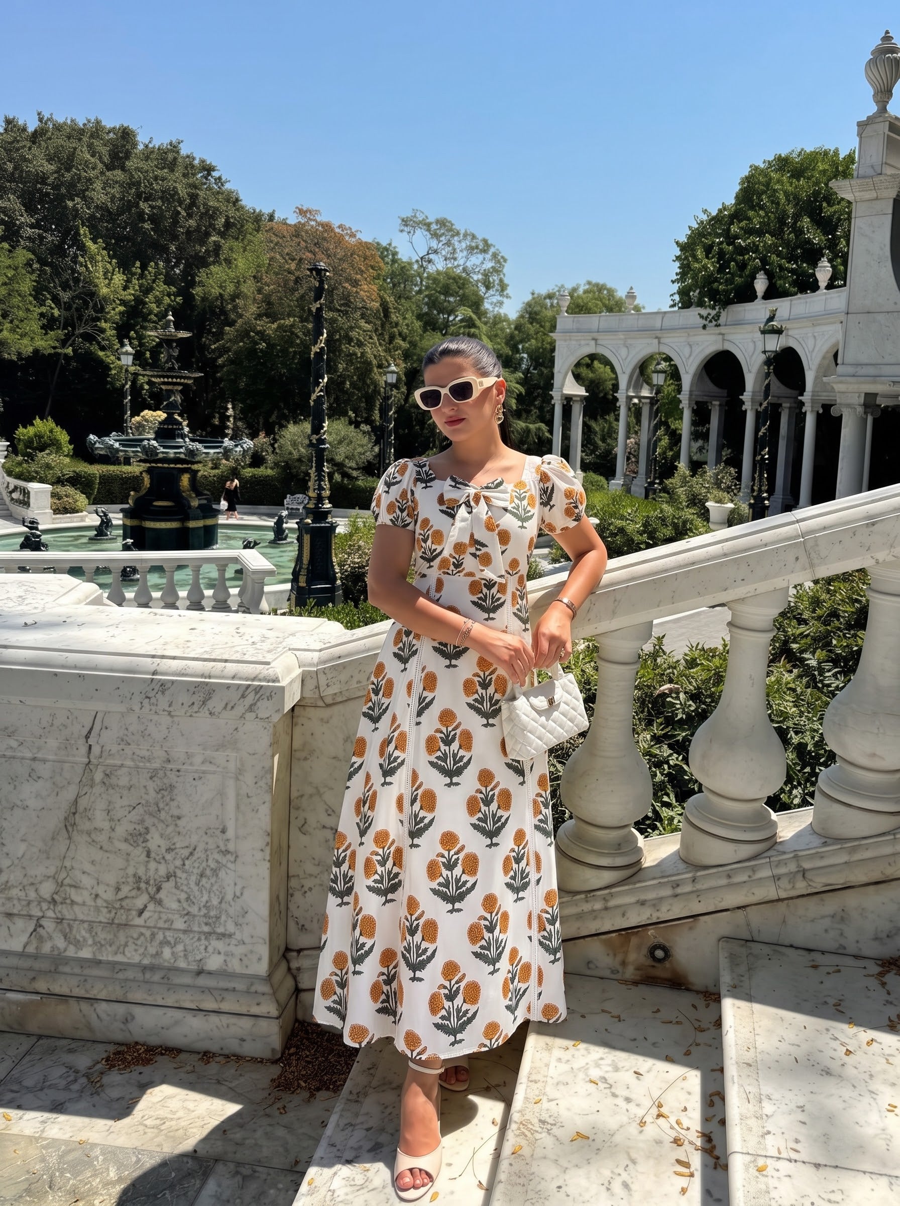 Floral Marigold Printed Maxi Dress