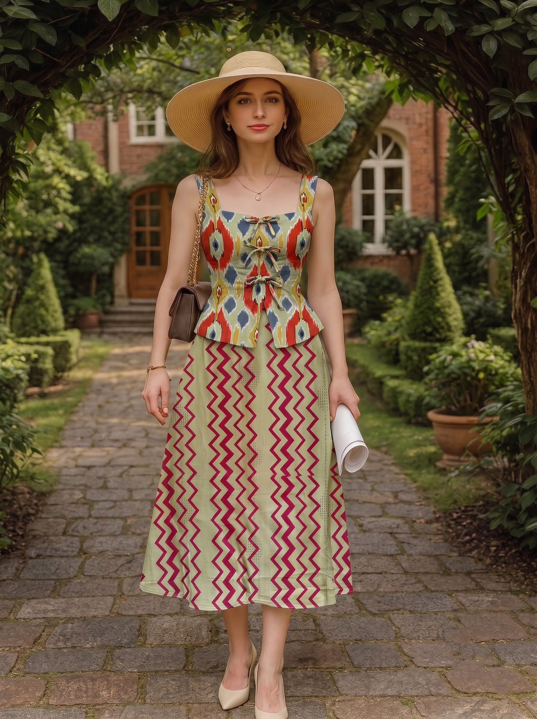 Sage Ikat & Zigzag Co-Ord Set