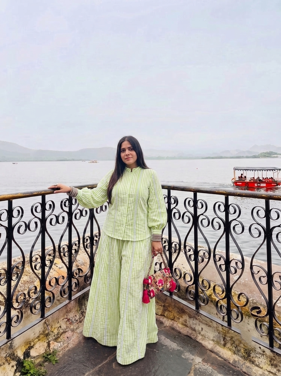 Lime Green Striped Co-Ord Set