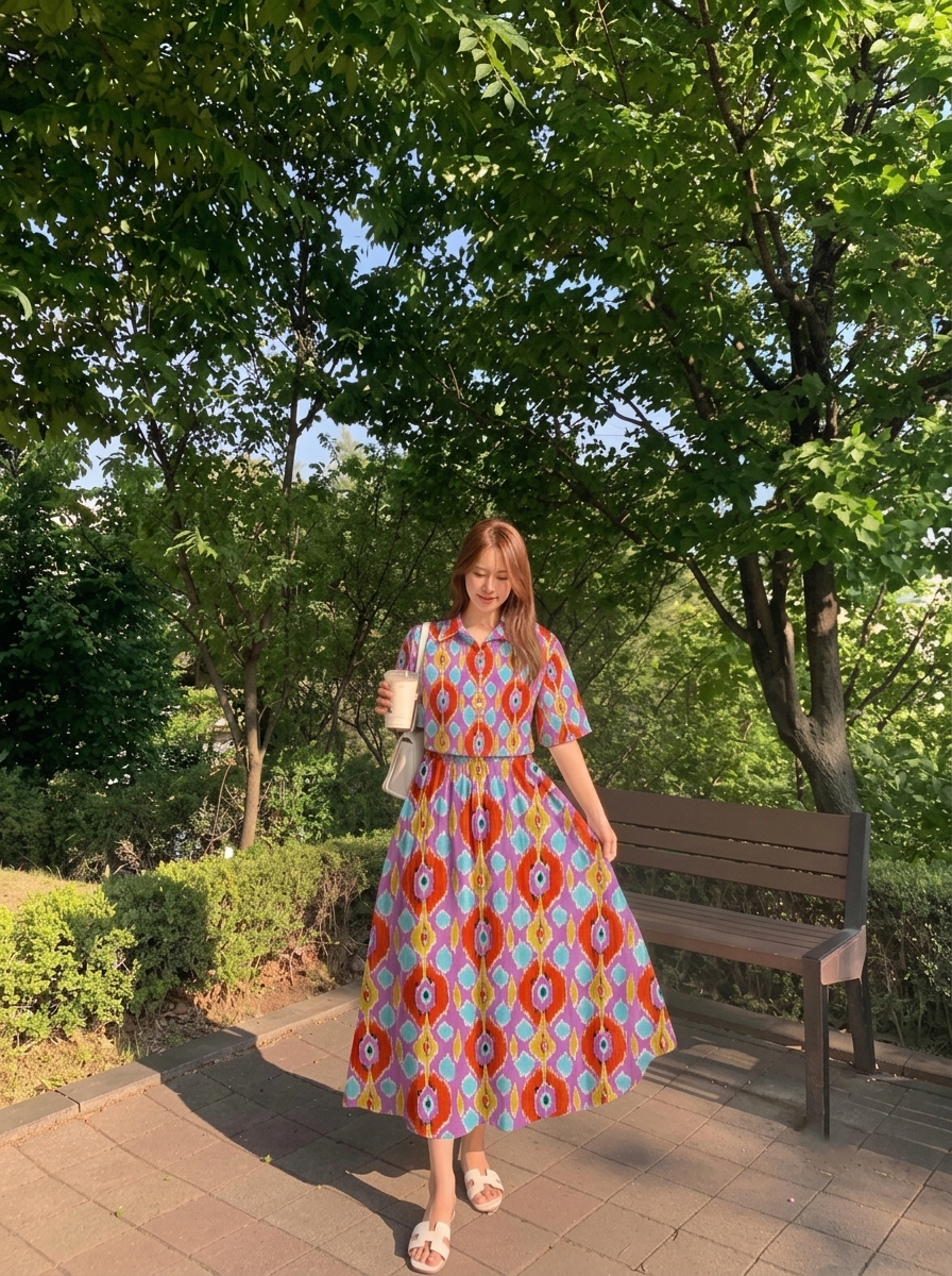 Multicolour Geometric Printed Shirt Dress