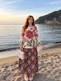 Botanical Floral & Ikat Printed Skirt Set