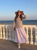 Floral Hand-Block Printed & Striped Skirt Set