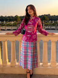 Botanical Printed Mandarin Collar Skirt Set