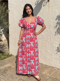 A-Line Ribbon Printed Maxi Dress