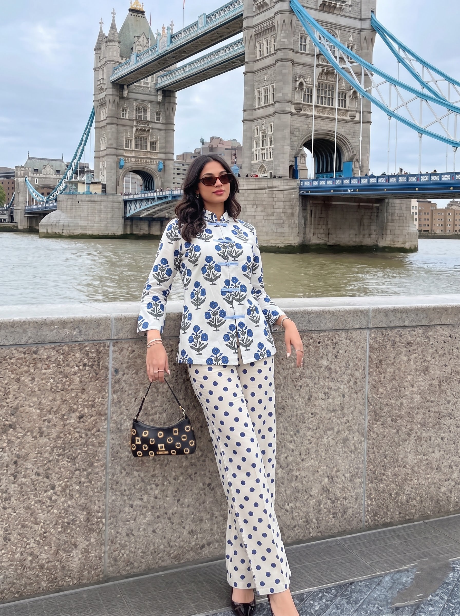 Floral Hand-Block & Polka Dot Printed Co-ord Set