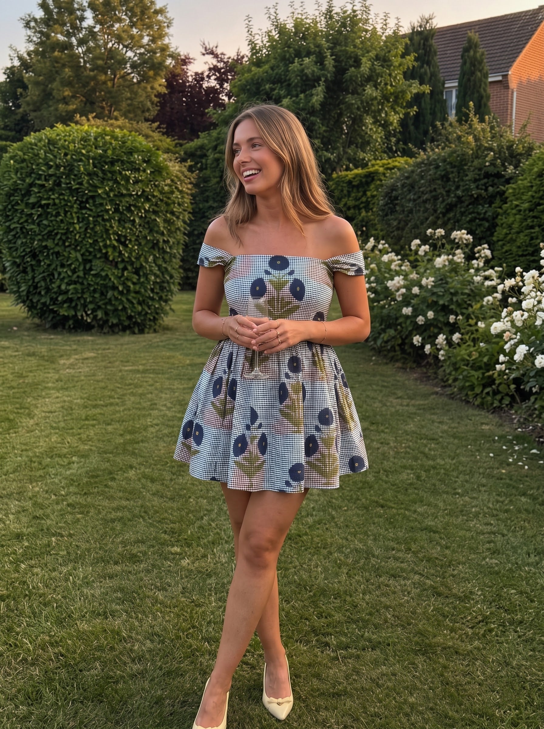 Floral Blue Flared Mini Dress