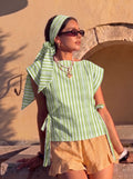 Green Striped Sleeveless Top
