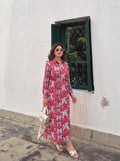 Red Ribbon Belted Maxi Dress