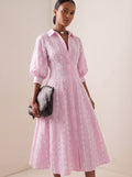 Pink Heart Striped Maxi Dress