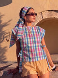 Multicolor Check Side-Tie Top