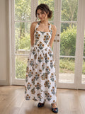 Flaoral White Halter Maxi Dress