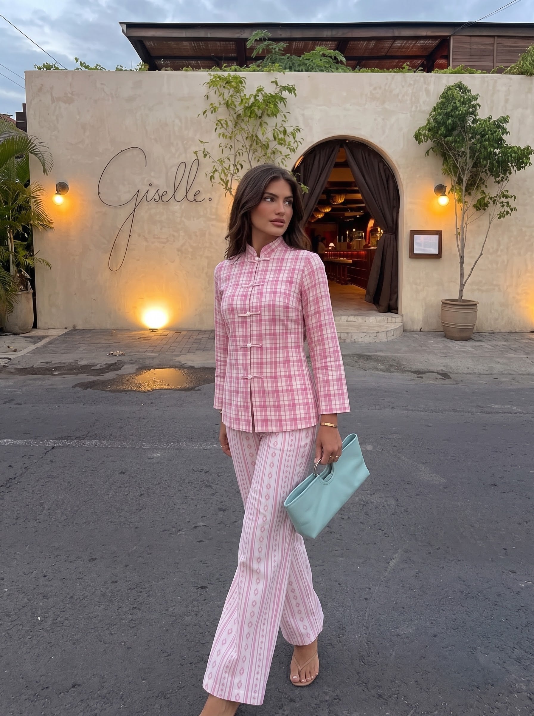 Pink Checkered & Striped Co-ord Set