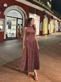 Floral Brown Flared Maxi Dress