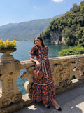 Floral Tiered Maxi Dress with Belt