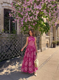 Magenta Floral Printed Maxi Dress
