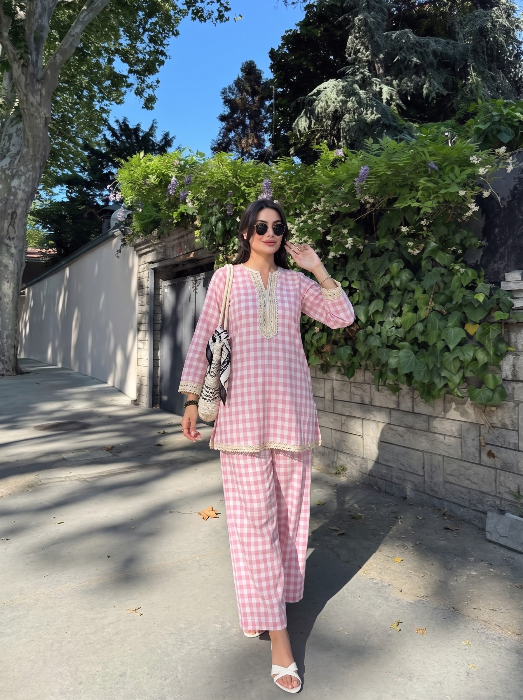 Pink Gingham Checkered Co-Ord Set