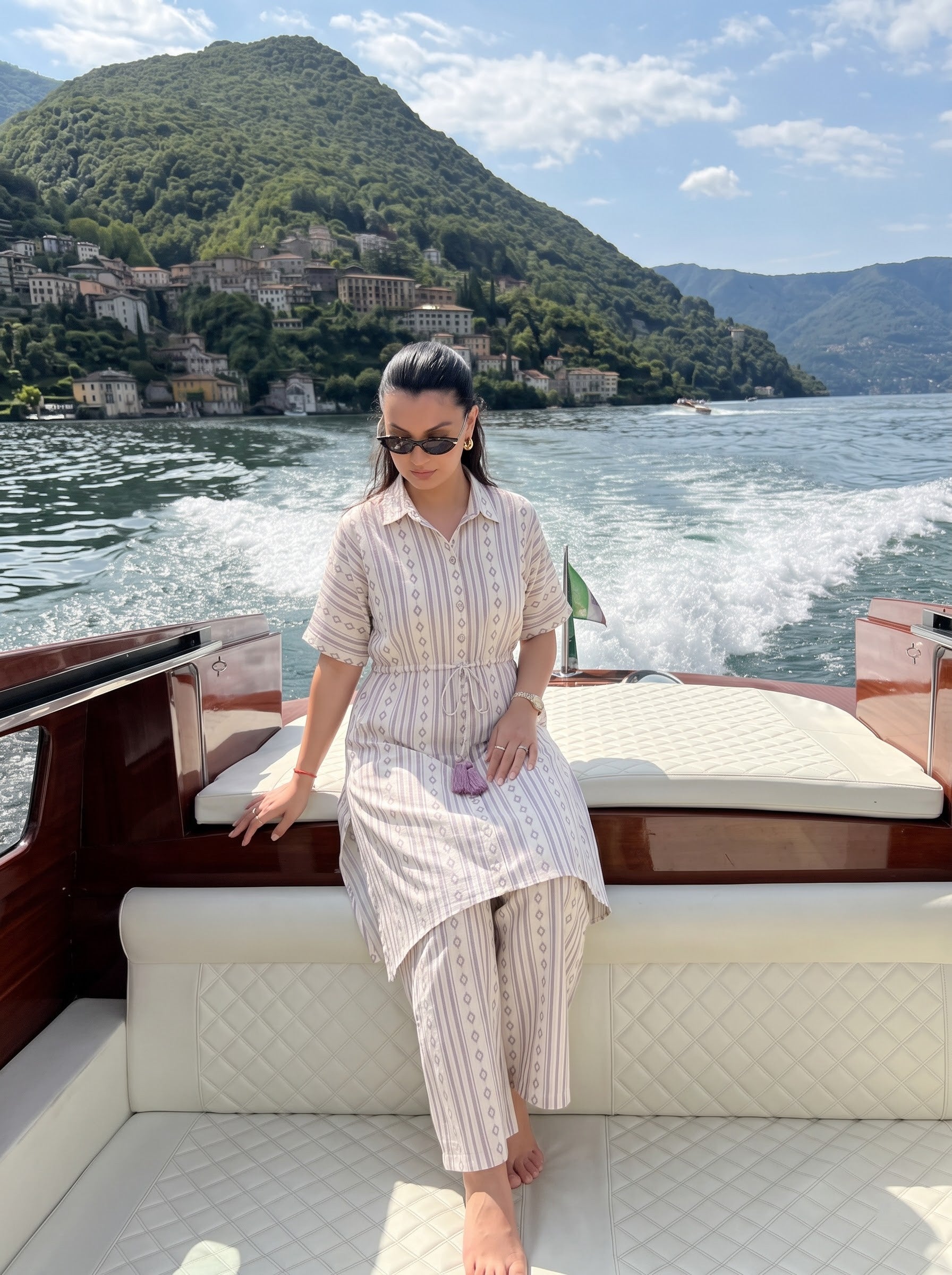 Off White Striped Co-ord Set